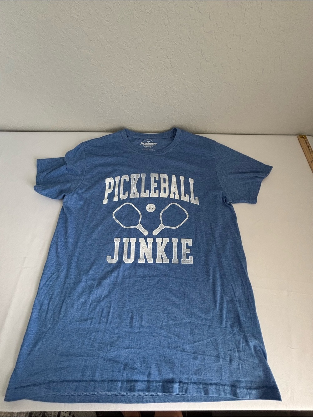 Academy Blue 'Pickleball Junkie' Short Sleeve Sport Paddle Graphic Tee